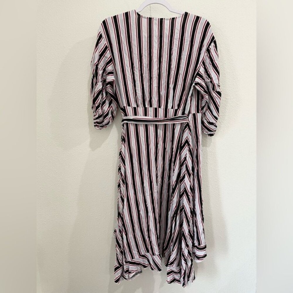 Umgee Ruffle Boho Mod Wrap Dress Feminine Puff Sleeve Asymmetrical Shabby Chic - Picture 8 of 8